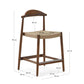 Sgabello Nina legno massiccio di acacia finitura in noce corda beige altezza 62cm