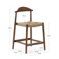Sgabello Nina legno massiccio di acacia finitura in noce corda beige altezza 62cm