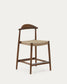 Sgabello Nina legno massiccio di acacia finitura in noce corda beige altezza 62cm