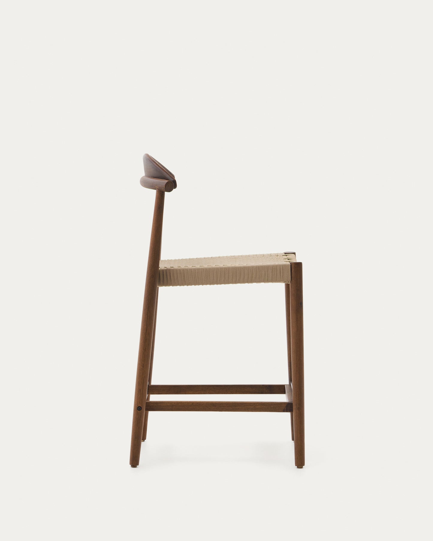 Sgabello Nina legno massiccio di acacia finitura in noce corda beige altezza 62cm