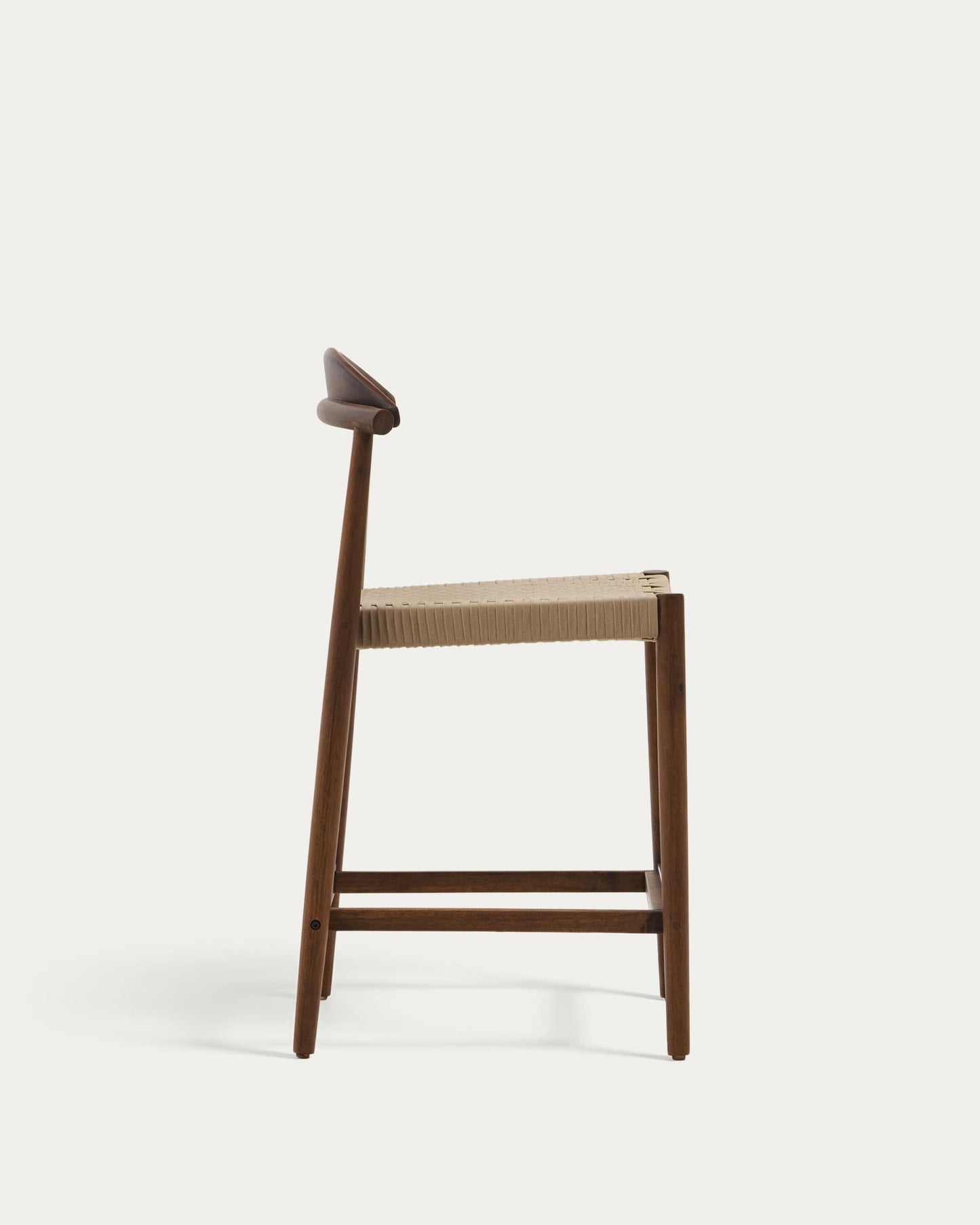 Sgabello Nina legno massiccio di acacia finitura in noce corda beige altezza 62cm