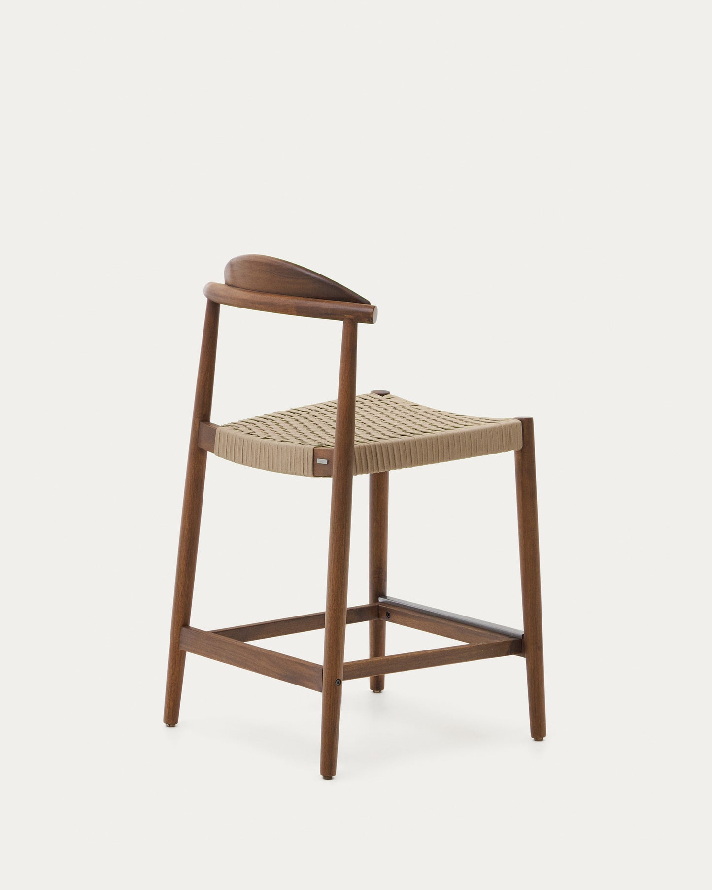 Sgabello Nina legno massiccio di acacia finitura in noce corda beige altezza 62cm