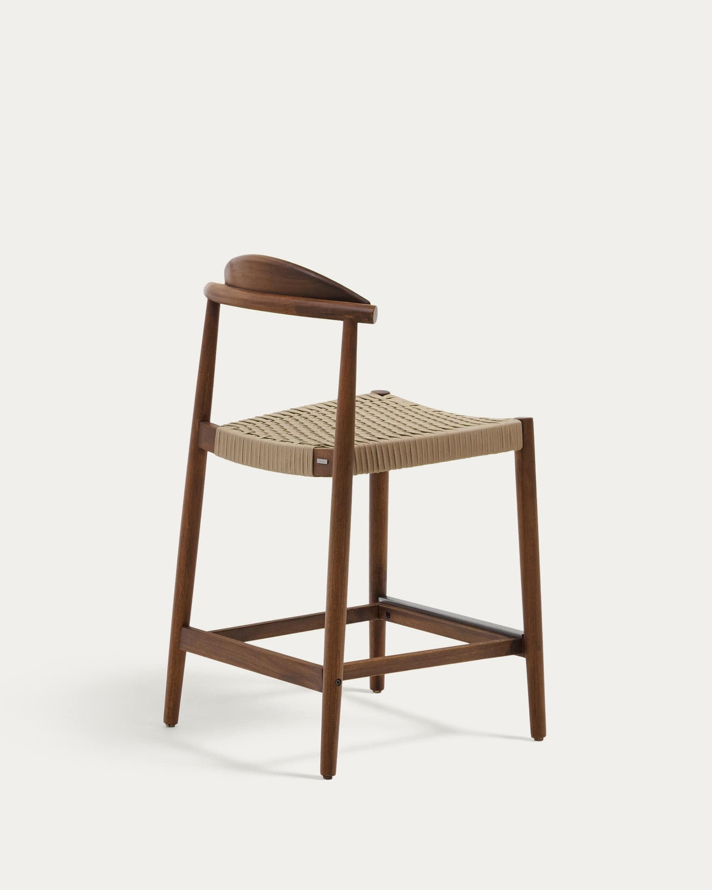 Sgabello Nina legno massiccio di acacia finitura in noce corda beige altezza 62cm