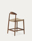 Sgabello Nina legno massiccio di acacia finitura in noce corda beige altezza 62cm