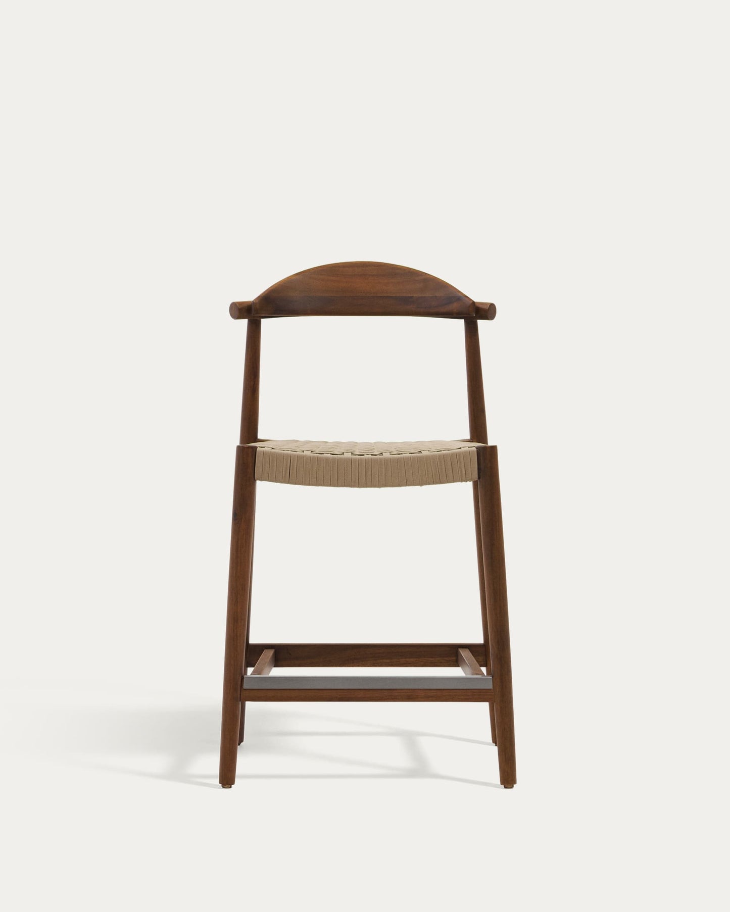 Sgabello Nina legno massiccio di acacia finitura in noce corda beige altezza 62cm