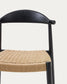 Sgabello Nina legno massiccio di acacia finitura nera e corda beige altezza 62cm