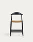 Sgabello Nina legno massiccio di acacia finitura nera e corda beige altezza 62cm