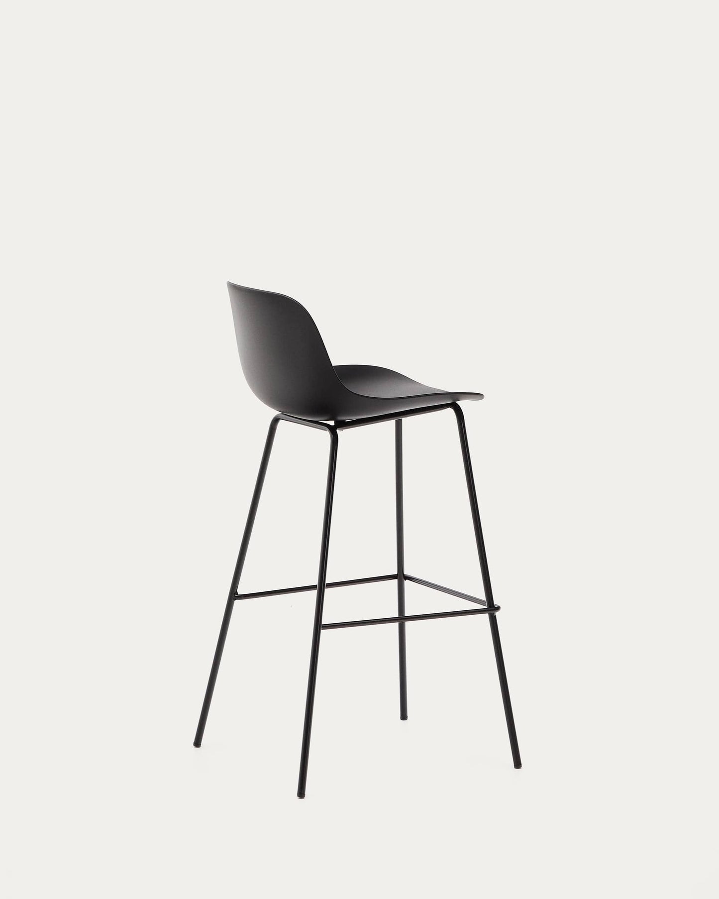 Sgabello Altea nero e gambe in acciaio con finitura nera 75 cm