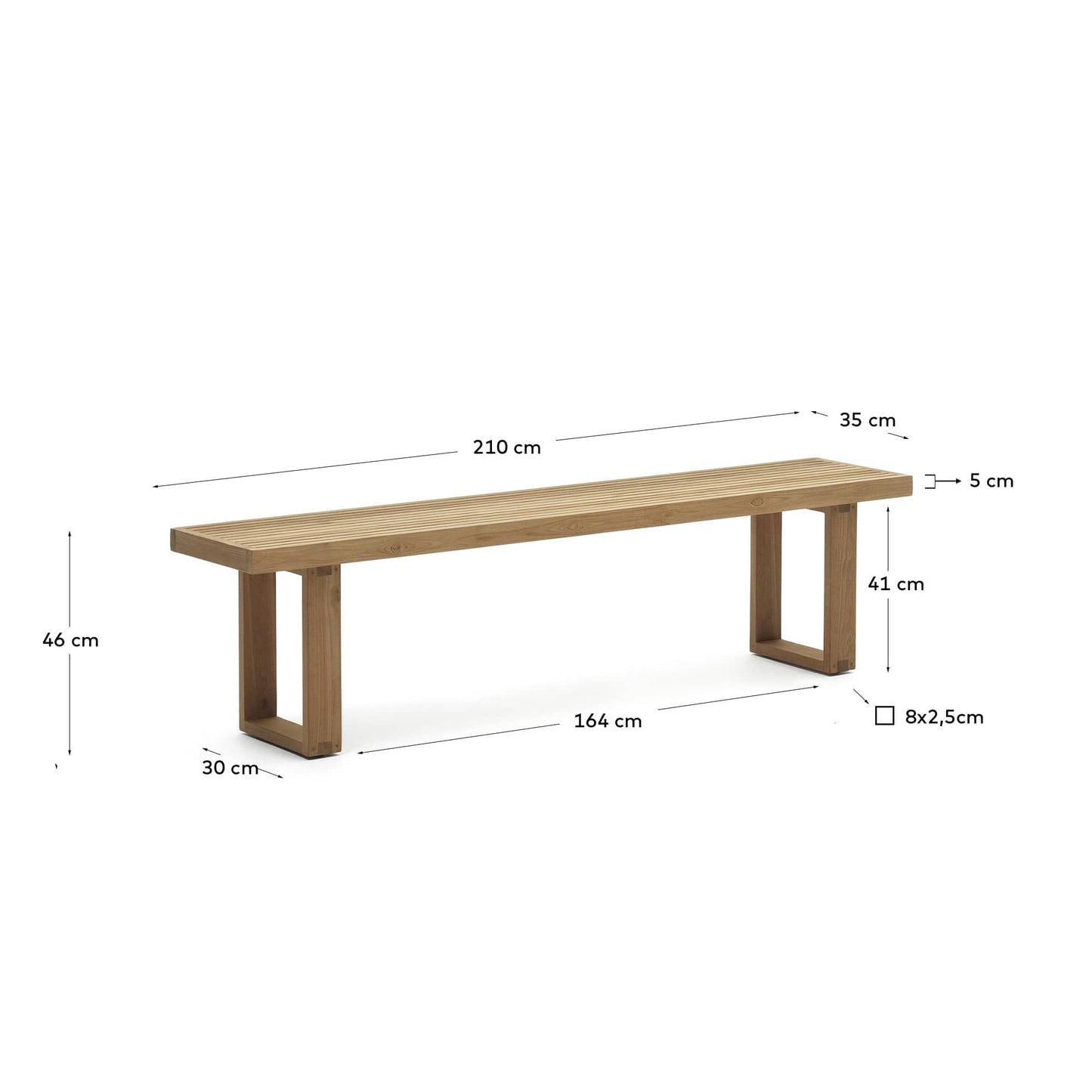 Panca Canadell outdoor in legno massiccio di teak riciclato 210 cm