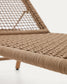 Lettino Dandara con struttura in acciaio con corda beige e gambe in legno massiccio di acacia