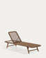 Lettino Dandara con struttura in acciaio con corda beige e gambe in legno massiccio di acacia