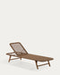 Lettino Dandara con struttura in acciaio con corda beige e gambe in legno massiccio di acacia