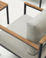 Set Aiguafreda divano 2 posti, 2 poltrone, un tavolino alluminio grigio e legno acacia