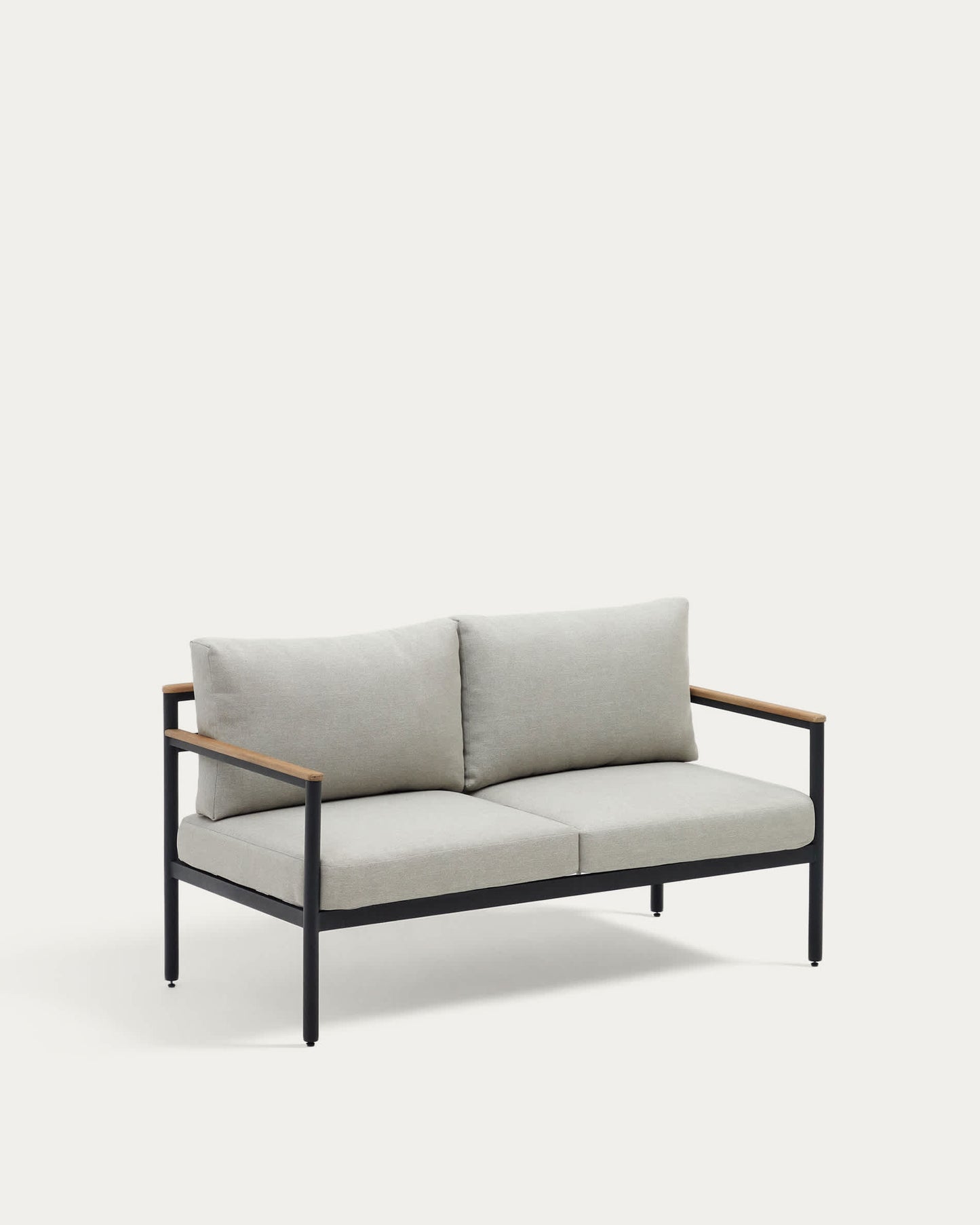 Set Aiguafreda divano 2 posti, 2 poltrone, un tavolino alluminio grigio e legno acacia