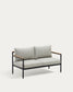 Set Aiguafreda divano 2 posti, 2 poltrone, un tavolino alluminio grigio e legno acacia