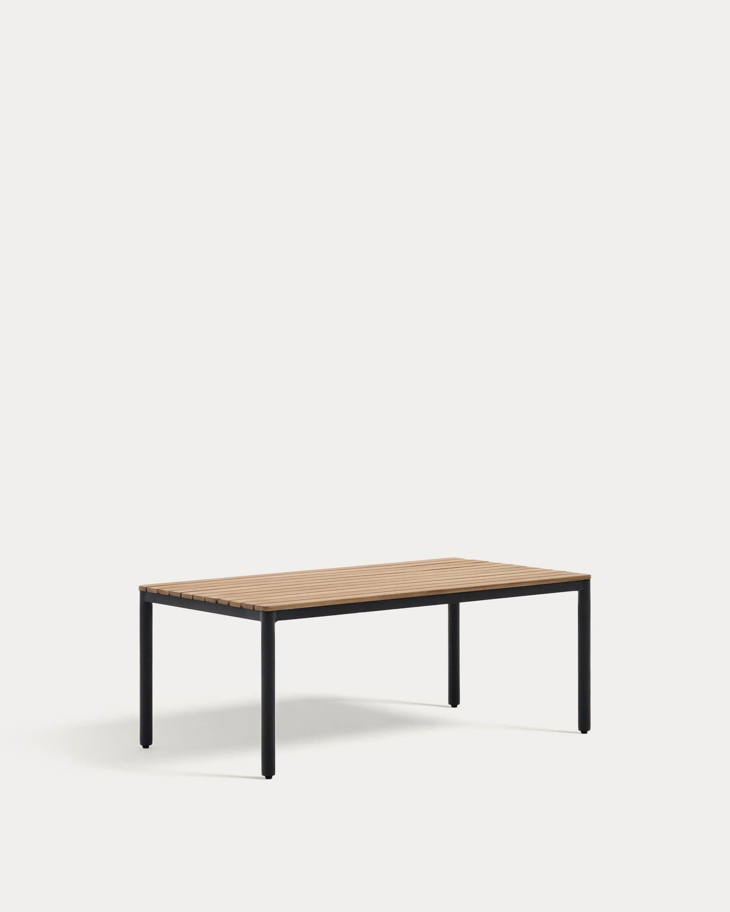 Set Aiguafreda divano 2 posti, 2 poltrone, un tavolino alluminio grigio e legno acacia