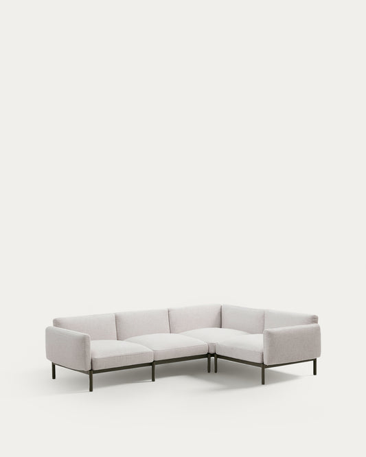 Divano modulare angolare 5 posti da esterni Sorells beige e alluminio verde 276 x 191,5 cm