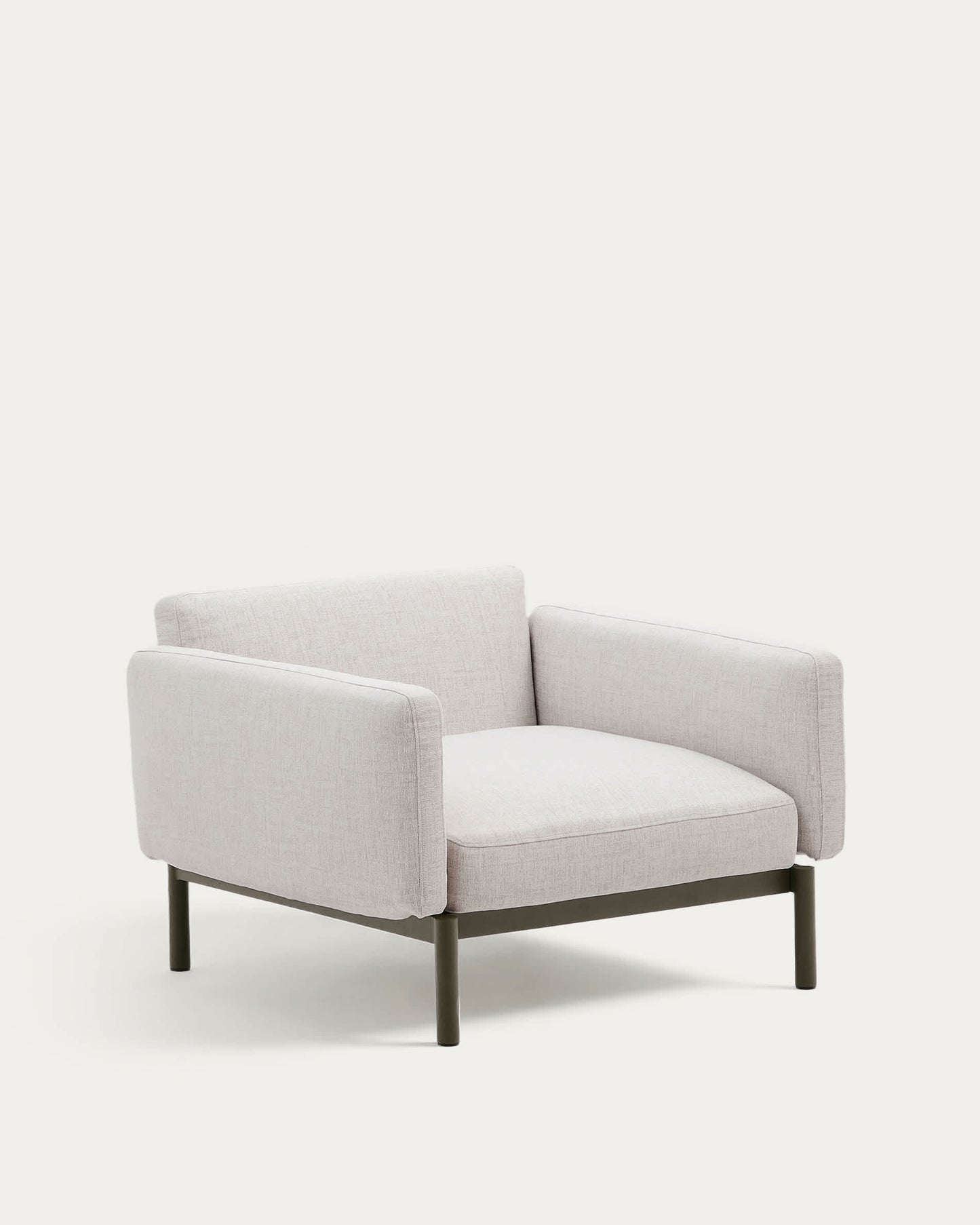Divano modulare da esterni Sorells con tappezzeria beige e alluminio verde