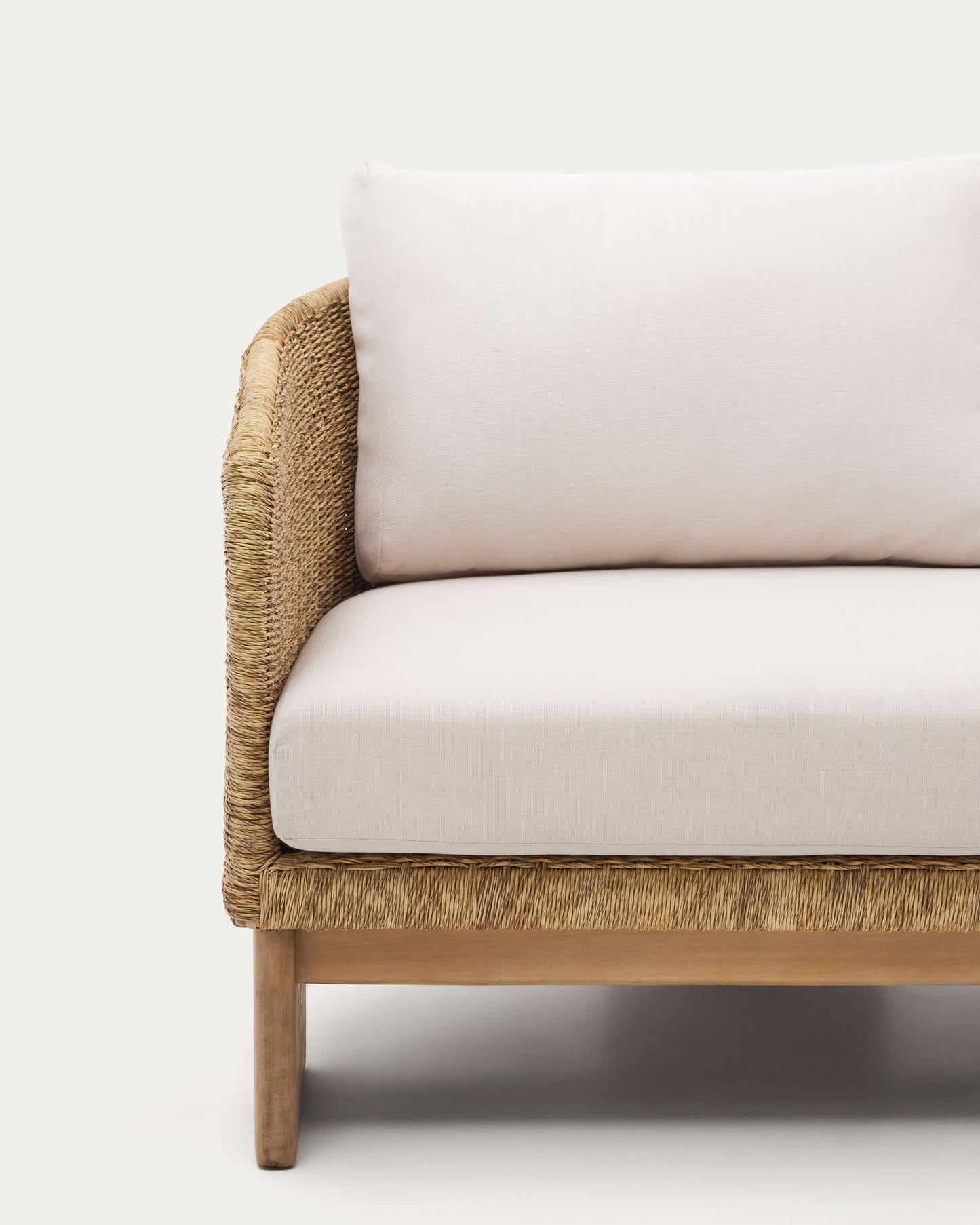 Divano Xoriguer a 3 posti in rattan sintetico e legno massiccio di eucalipto 223 cm