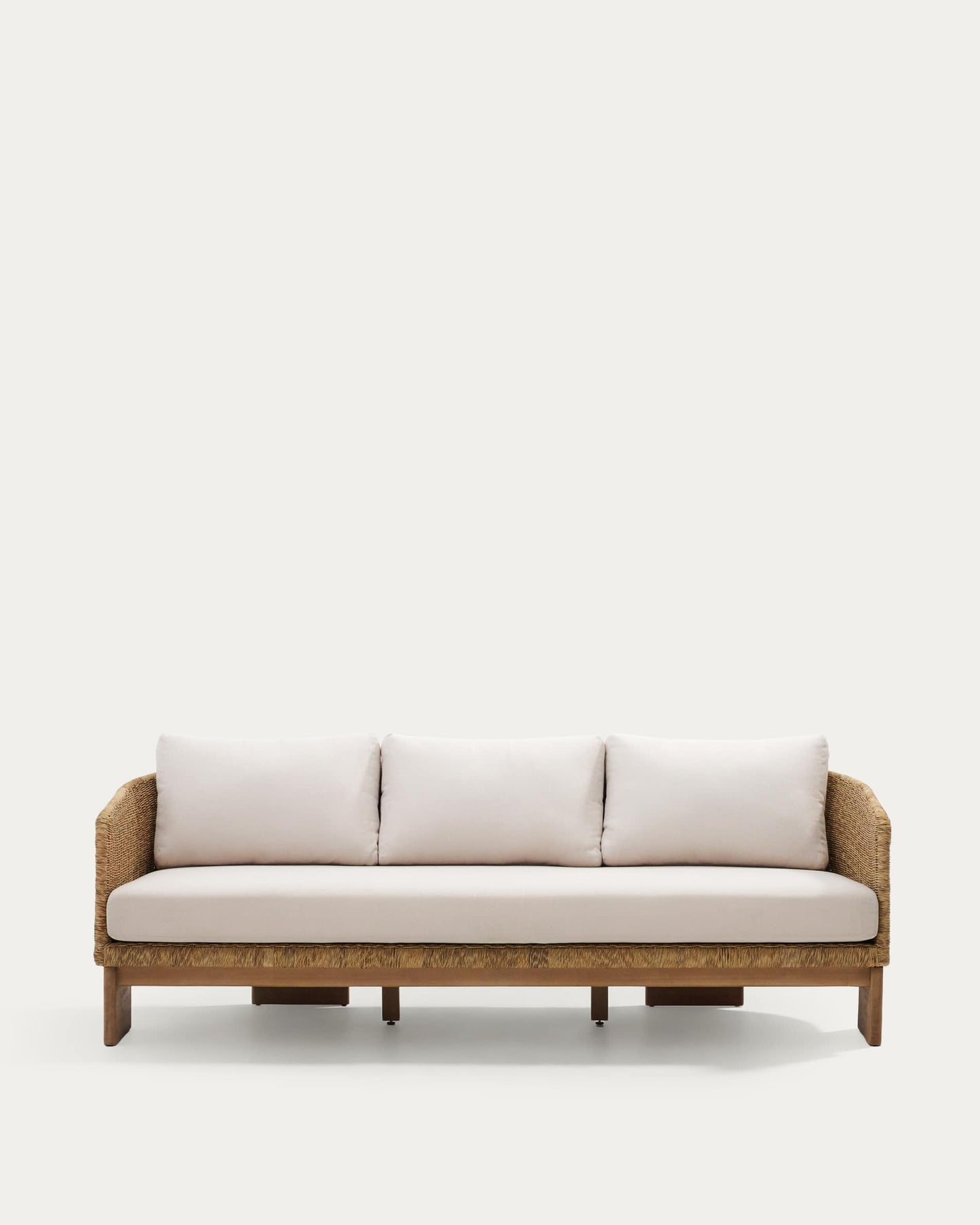 Divano Xoriguer a 3 posti in rattan sintetico e legno massiccio di eucalipto 223 cm