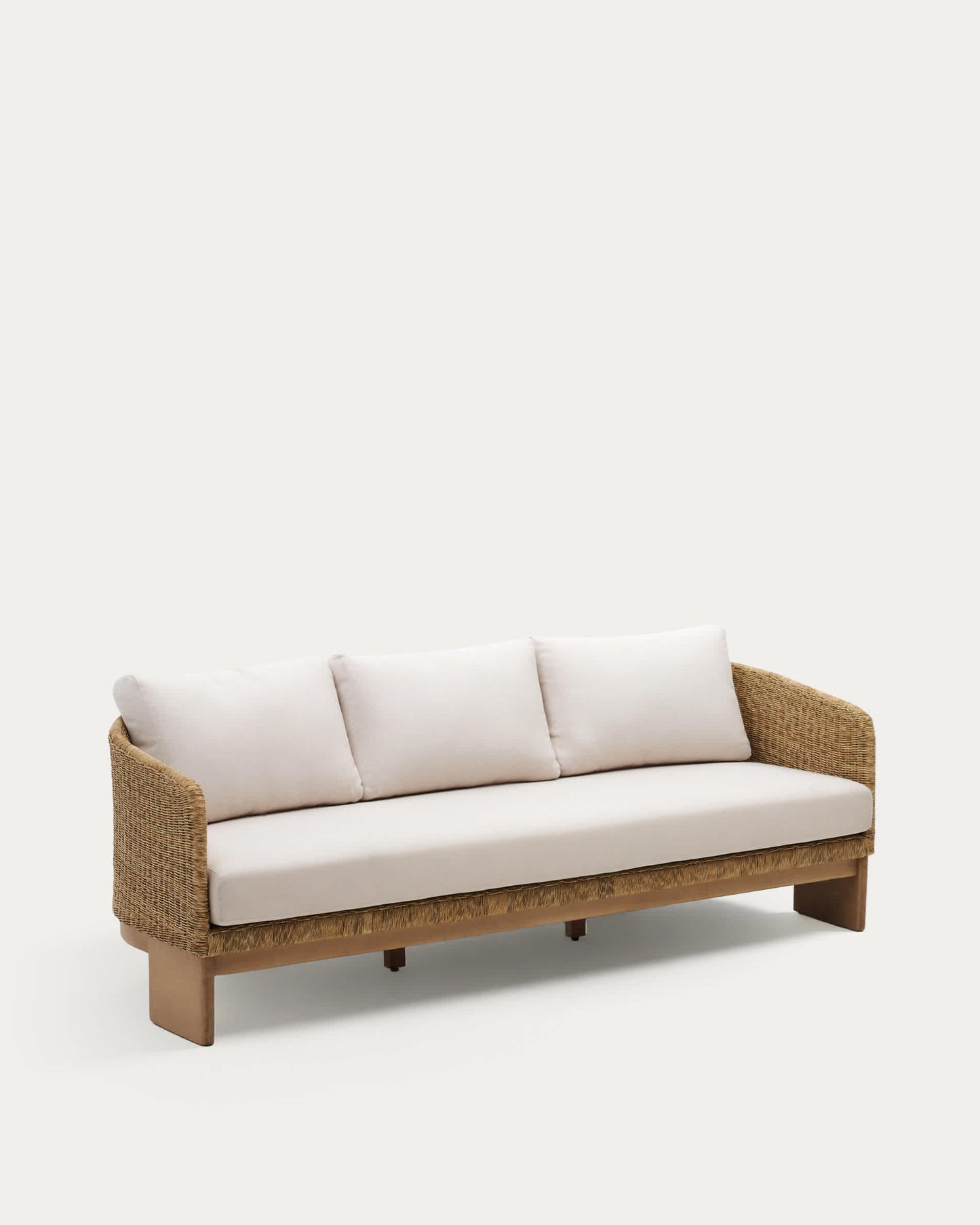 Divano Xoriguer a 3 posti in rattan sintetico e legno massiccio di eucalipto 223 cm