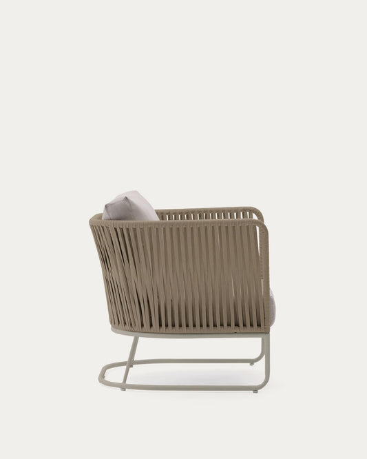 Poltrona da esterno Saconca in corda e acciaio zincato beige