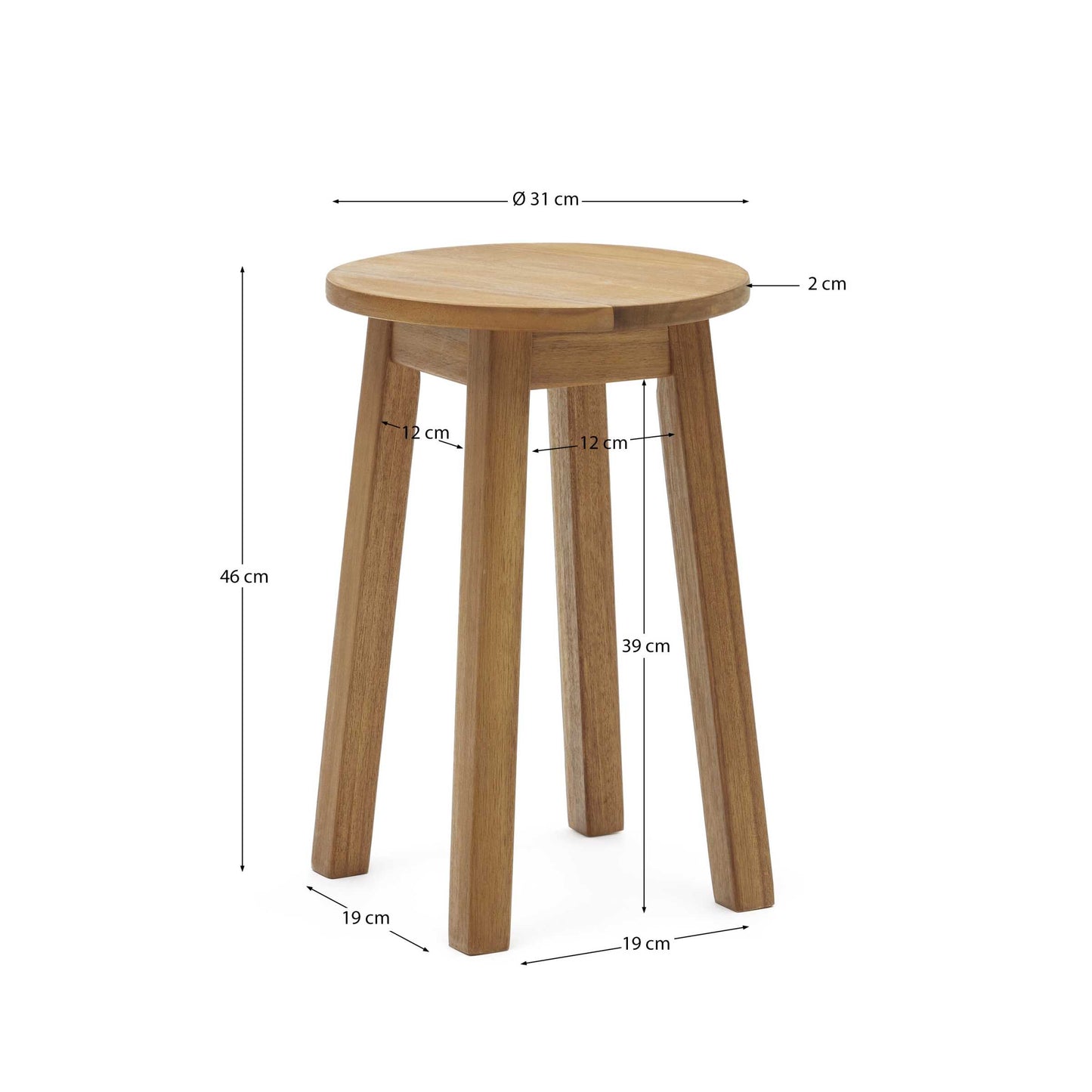 Tavolino da esterno Amel in legno massello di acacia