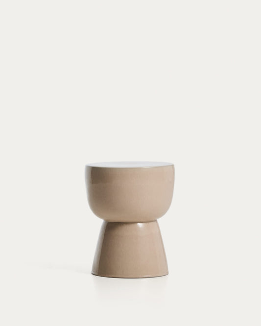 Tavolino da appoggio da esterno Mesquida in ceramica con finitura écru satinata Ø 36 cm