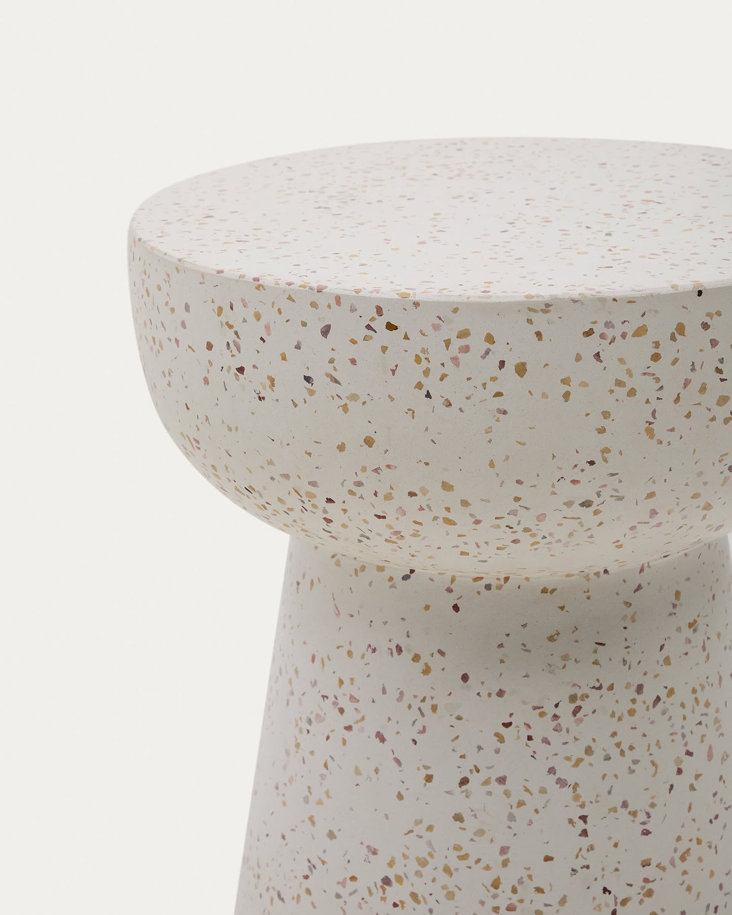 Tavolino da appoggio Pada in terrazzo bianco Ø 40 cm