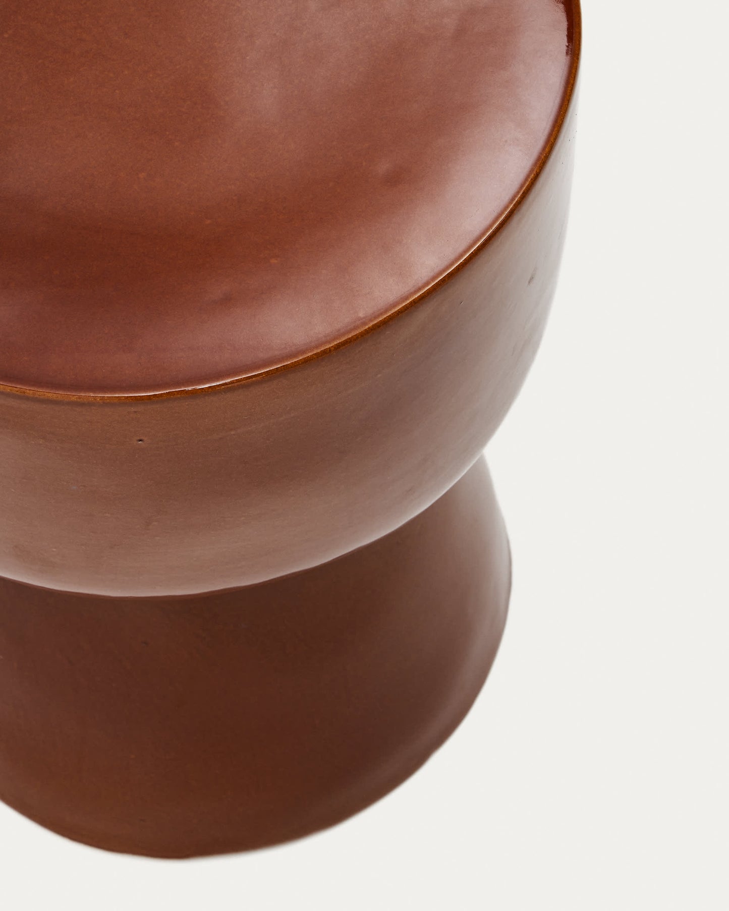Tavolino da appoggio per esterni Mesquida in ceramica con finitura in terracotta smaltata Ø 35 cm