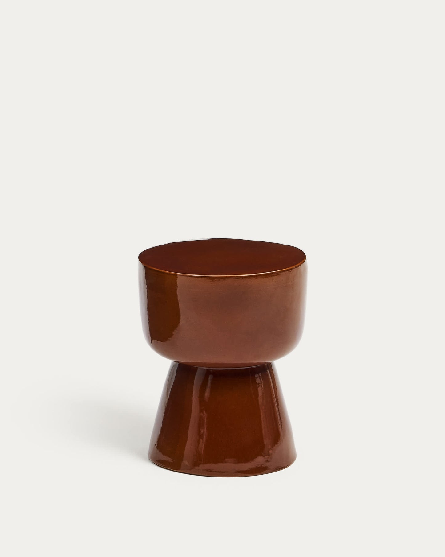 Tavolino da appoggio per esterni Mesquida in ceramica con finitura in terracotta smaltata Ø 35 cm