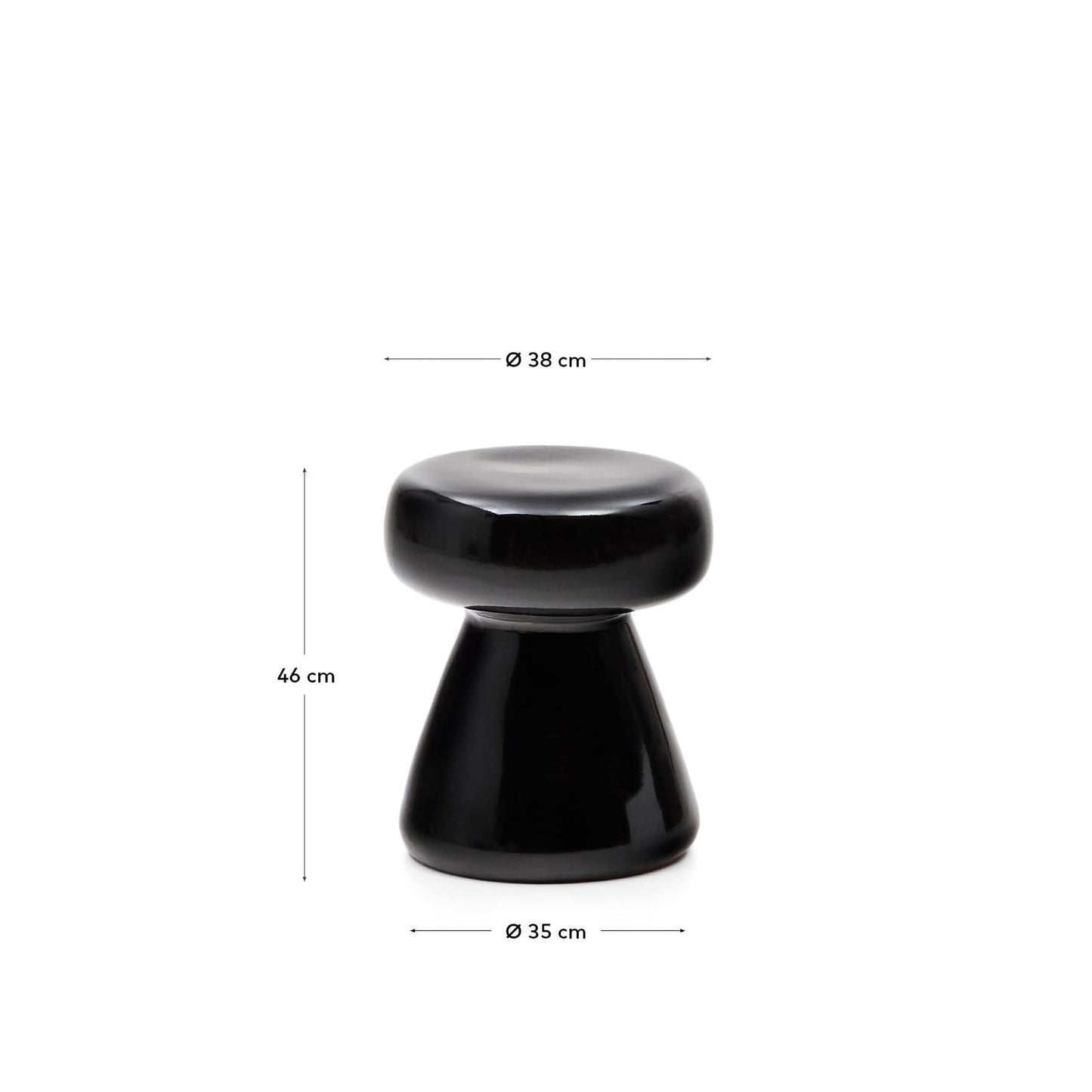 Tavolino da appoggio Manya in ceramica nero Ø 38 cm