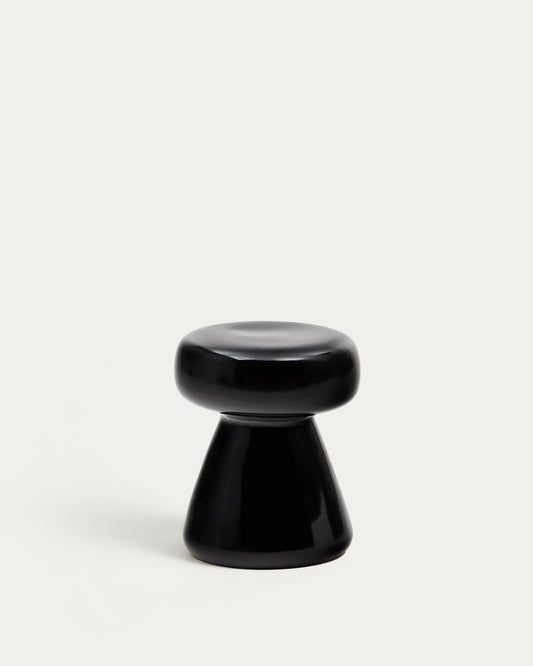 Tavolino da appoggio Manya in ceramica nero Ø 38 cm