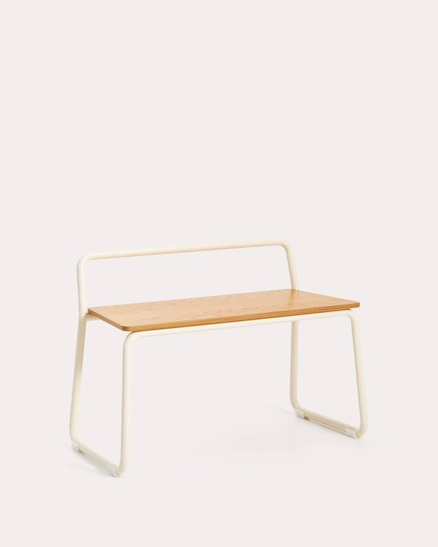 Panchina Tinn in impiallacciatura di frassino e struttura in metallo beige 75 cm