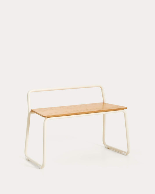 Panchina Tinn in impiallacciatura di frassino e struttura in metallo beige 75 cm