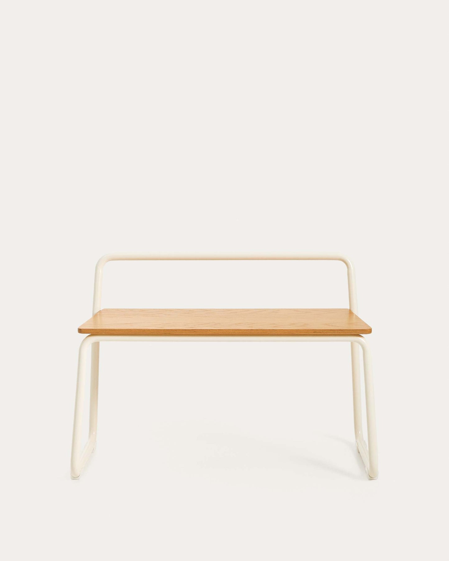 Panchina Tinn in impiallacciatura di frassino e struttura in metallo beige 75 cm