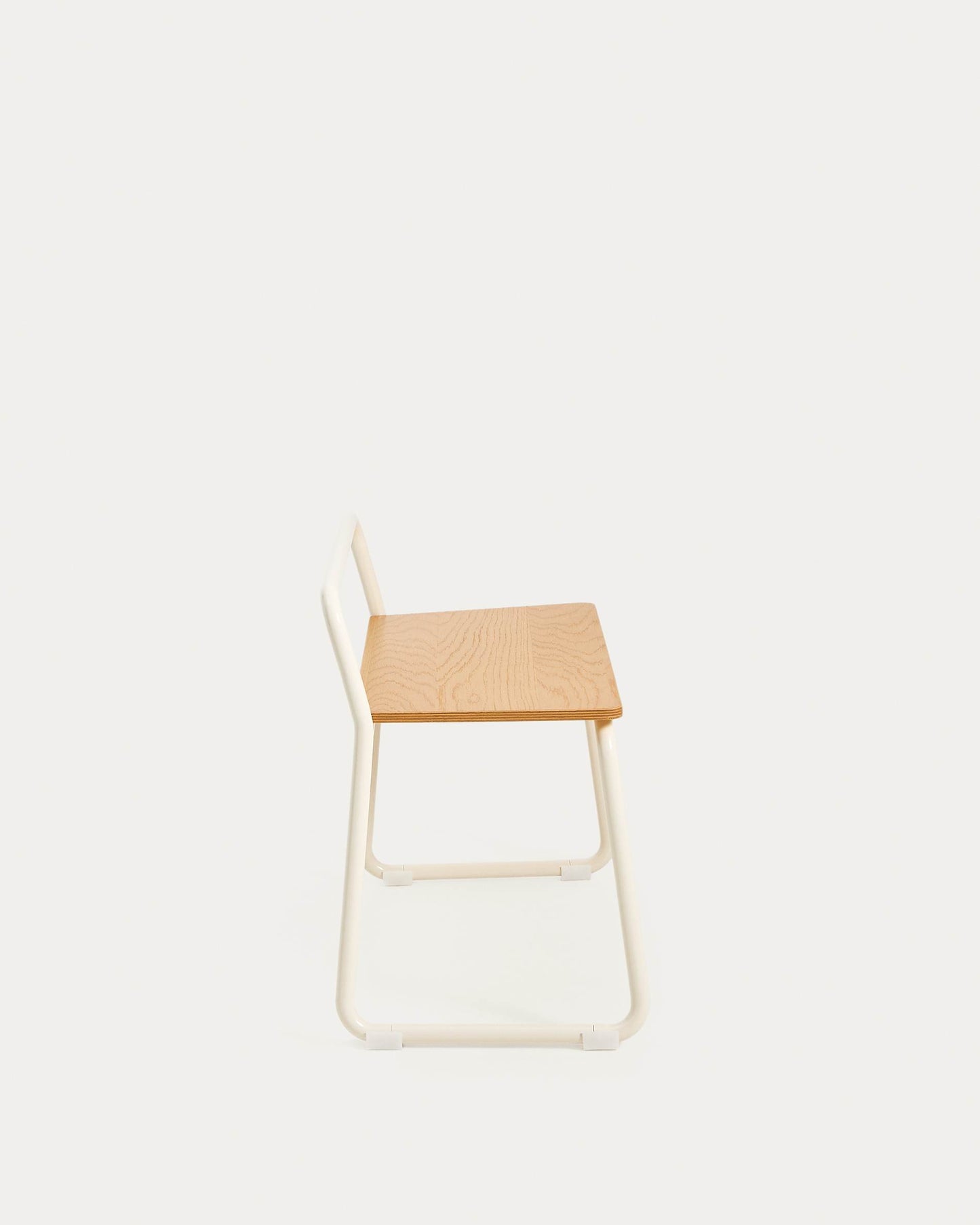 Panchina Tinn in impiallacciatura di frassino e struttura in metallo beige 75 cm