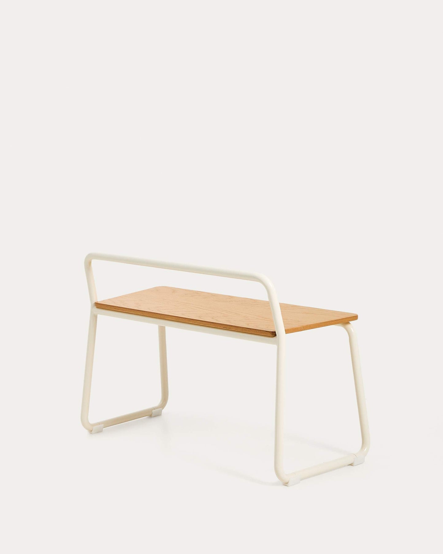 Panchina Tinn in impiallacciatura di frassino e struttura in metallo beige 75 cm
