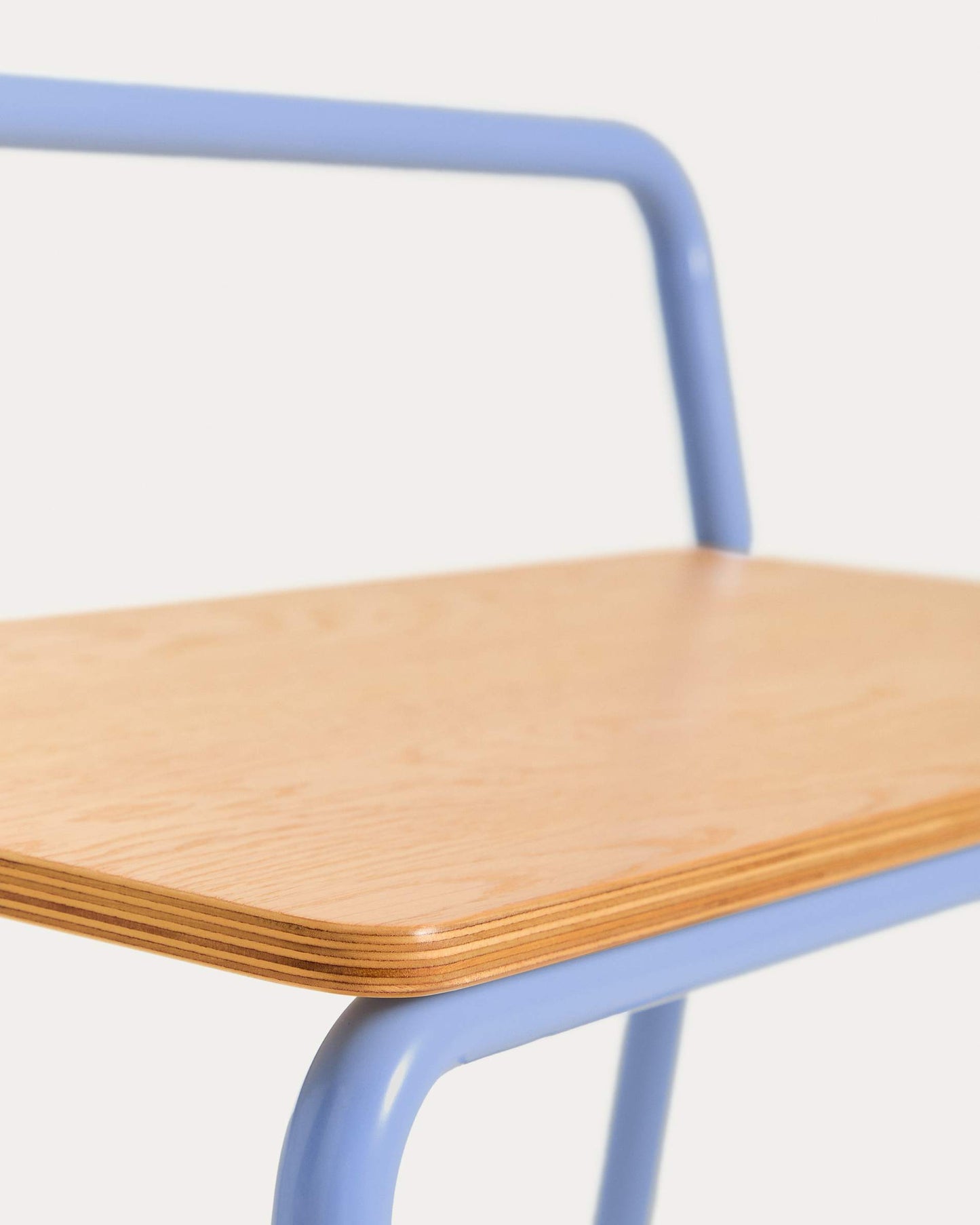 Panchina Tinn in impiallacciatura di frassino e struttura in metallo blu 75 cm