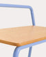 Panchina Tinn in impiallacciatura di frassino e struttura in metallo blu 75 cm