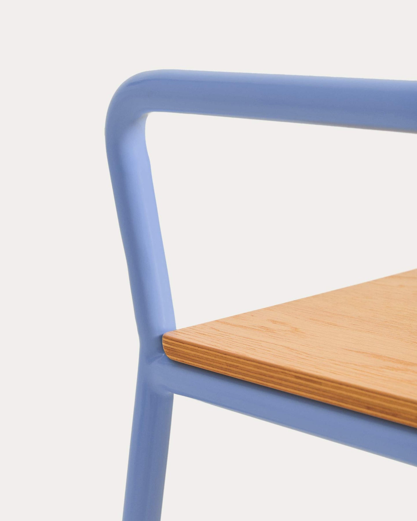 Panchina Tinn in impiallacciatura di frassino e struttura in metallo blu 75 cm
