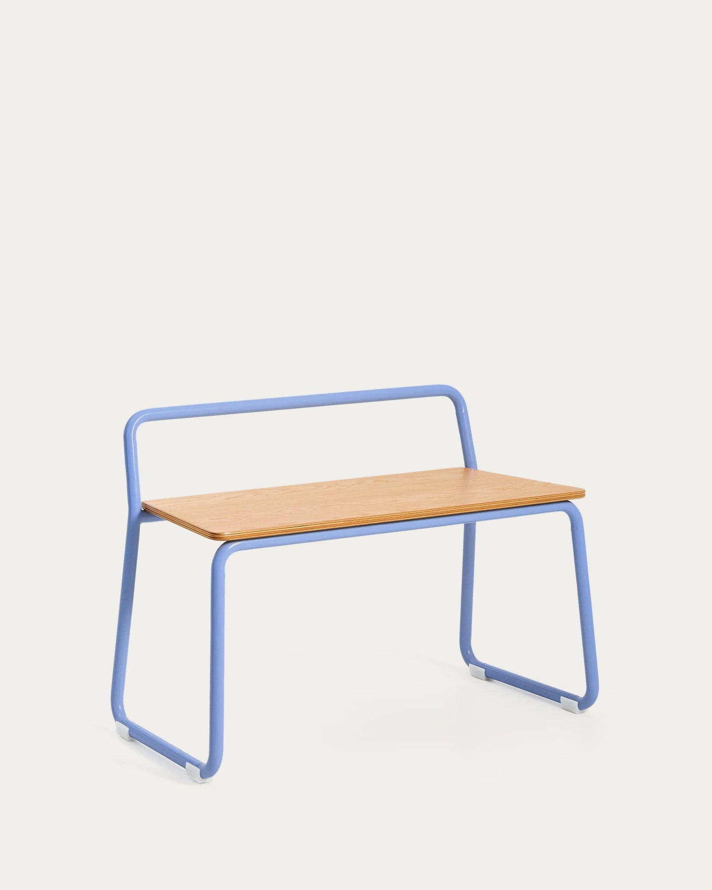 Panchina Tinn in impiallacciatura di frassino e struttura in metallo blu 75 cm