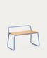 Panchina Tinn in impiallacciatura di frassino e struttura in metallo blu 75 cm