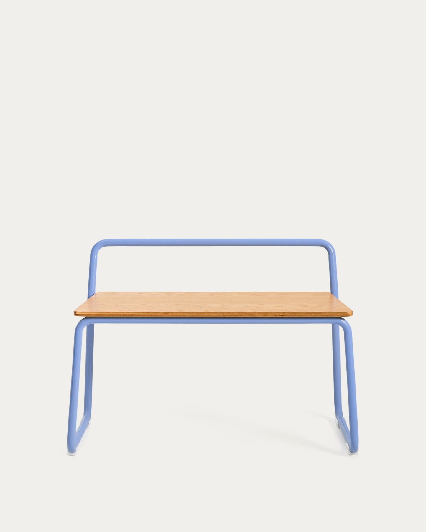 Panchina Tinn in impiallacciatura di frassino e struttura in metallo blu 75 cm