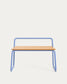 Panchina Tinn in impiallacciatura di frassino e struttura in metallo blu 75 cm