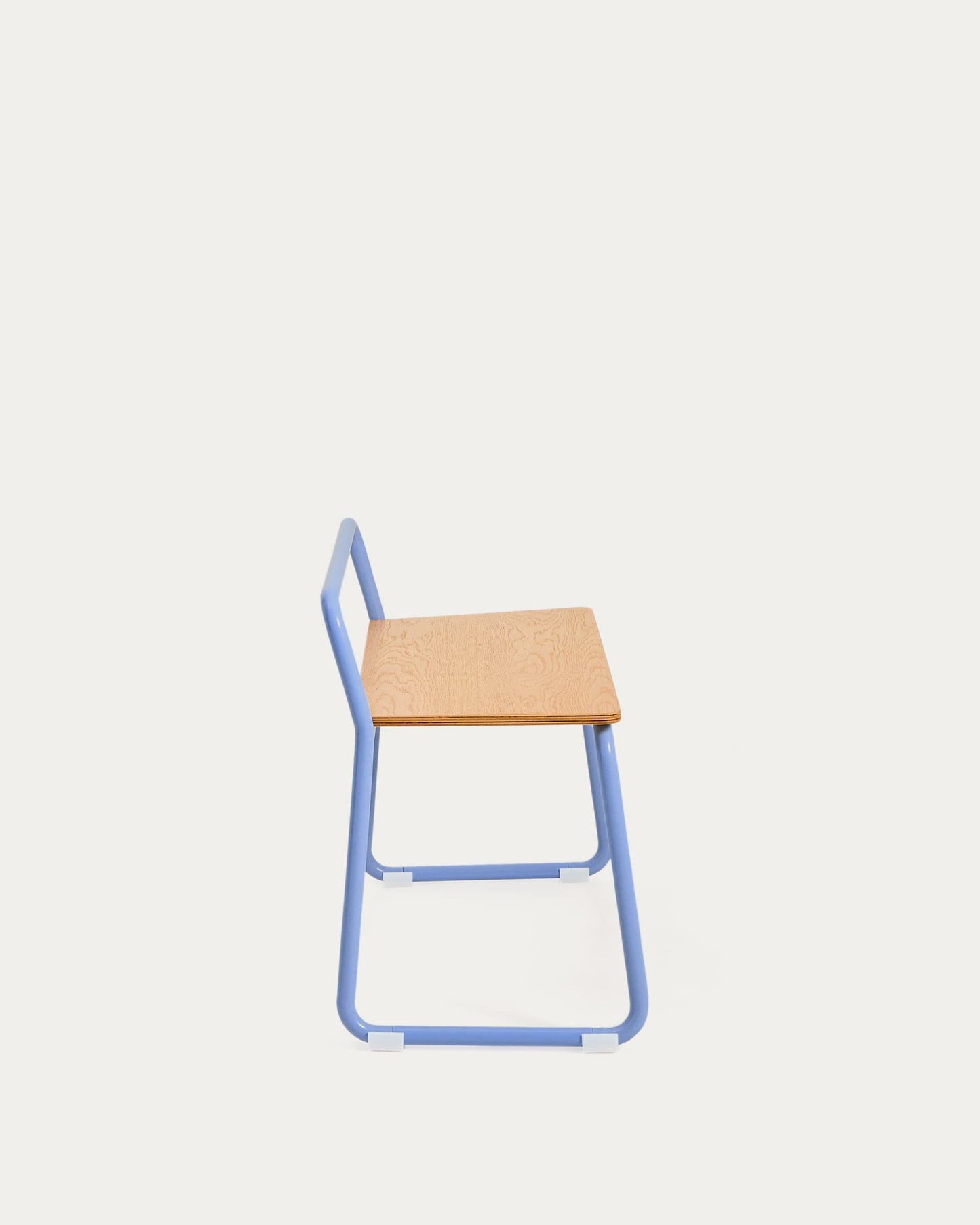 Panchina Tinn in impiallacciatura di frassino e struttura in metallo blu 75 cm