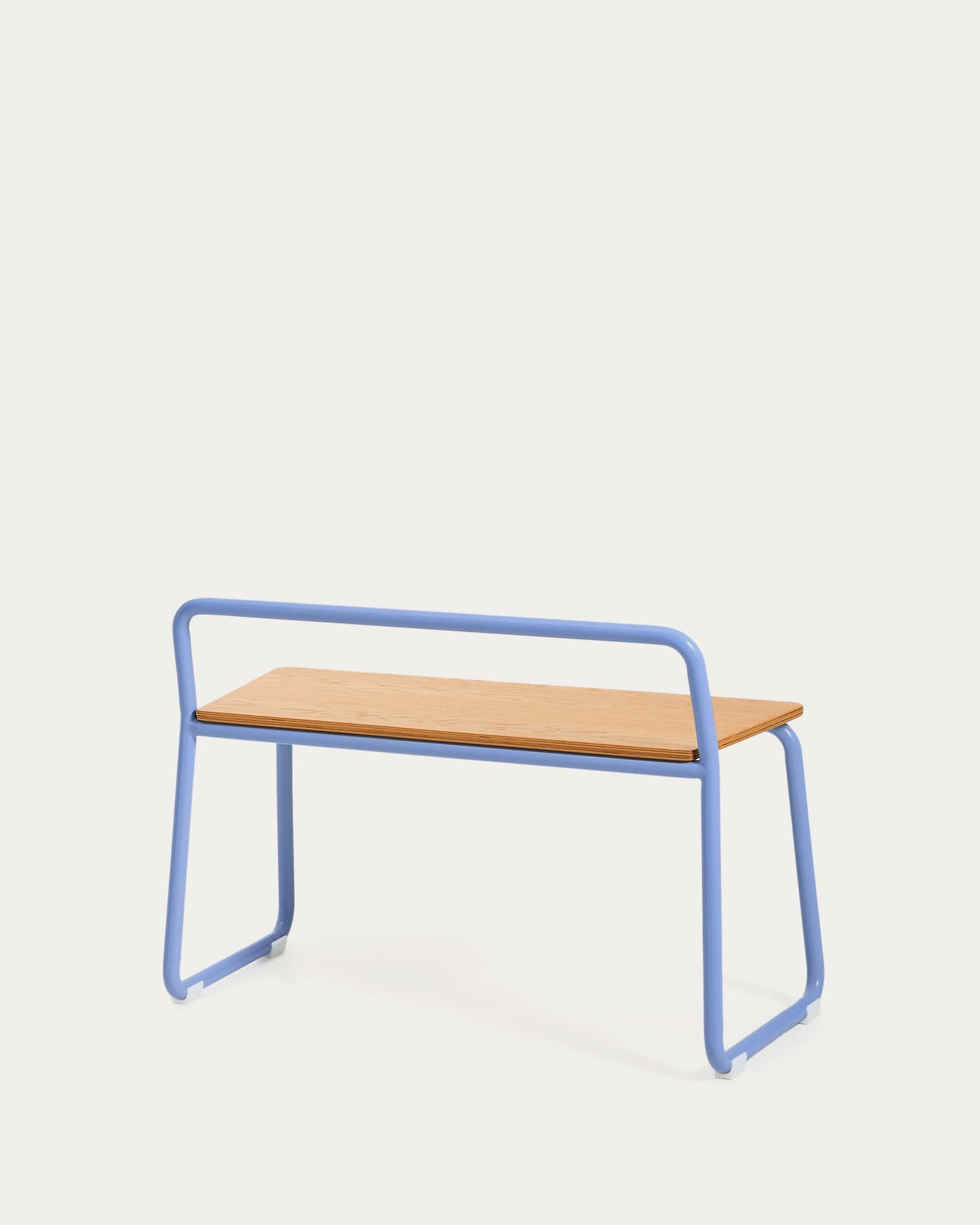 Panchina Tinn in impiallacciatura di frassino e struttura in metallo blu 75 cm