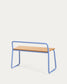 Panchina Tinn in impiallacciatura di frassino e struttura in metallo blu 75 cm