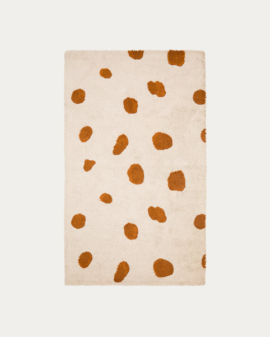 Tappeto Tandani in cotone beige con disegno di ghepardo arancione 90 x 150 cm