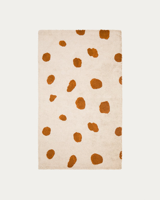 Tappeto Tandani in cotone beige con disegno di ghepardo arancione 90 x 150 cm